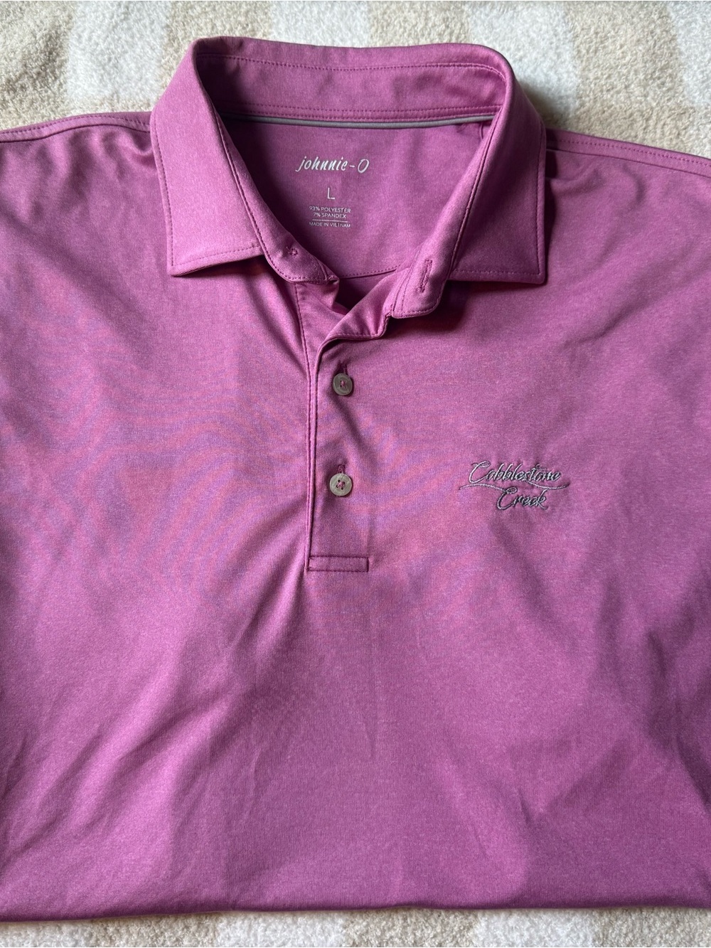 johnnie-O Men's Plum Polo Shirt with Embroidered Logo, Sz Large EUC